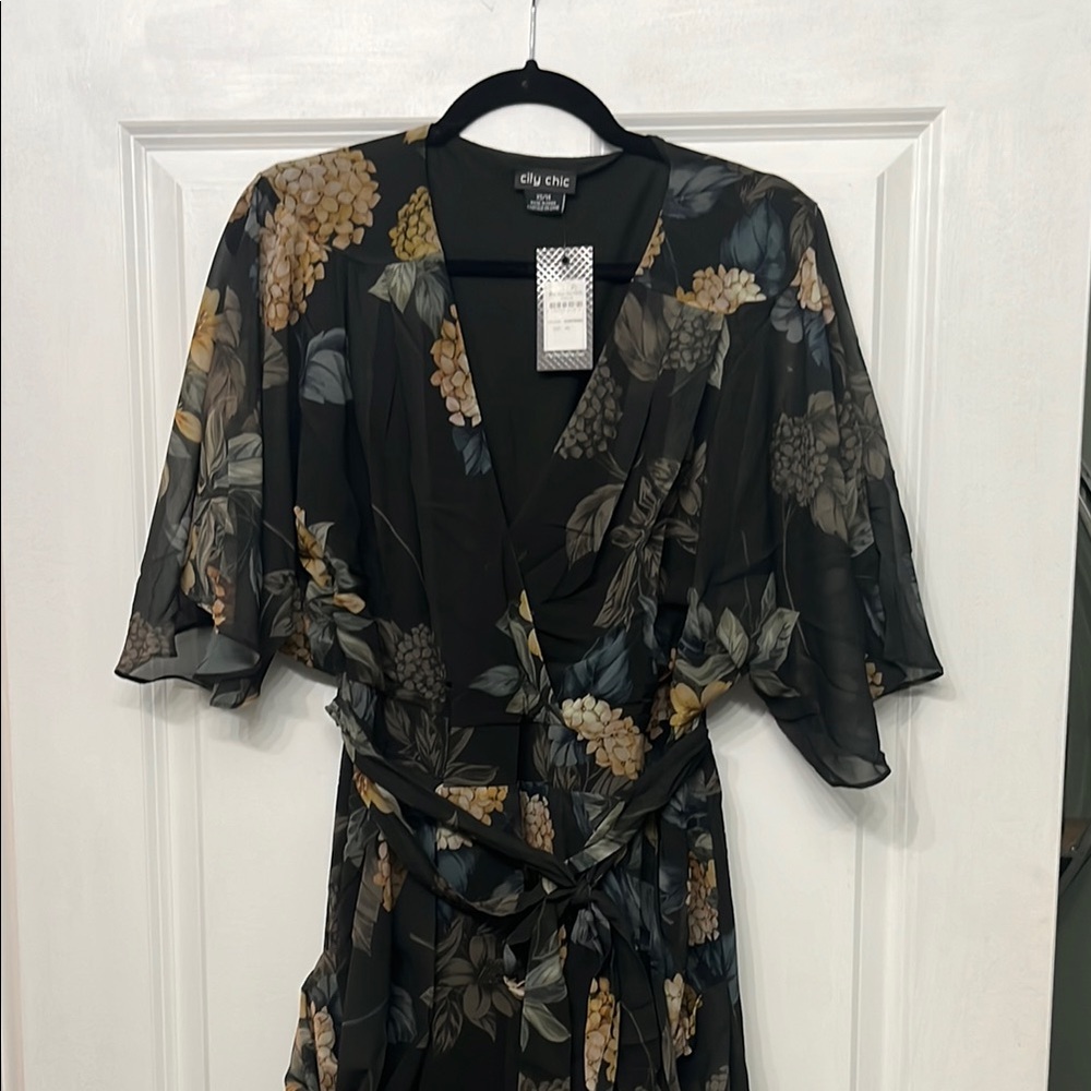 City Chic Floral Wrap Dress